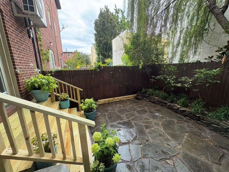 A completed Queen Village patio and garden